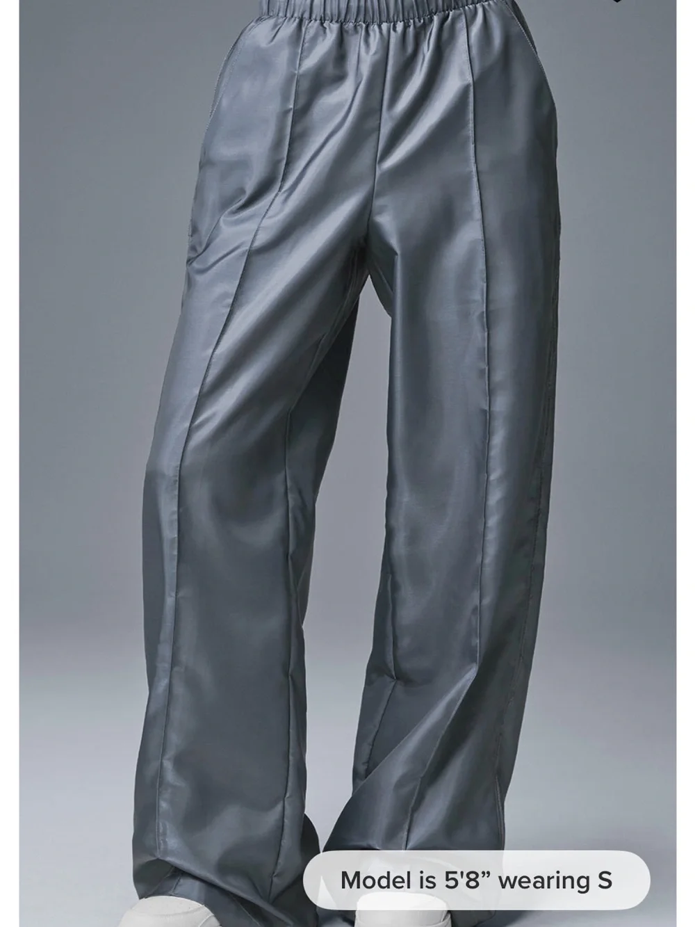 Anthracite Satin Wide-Leg Pants